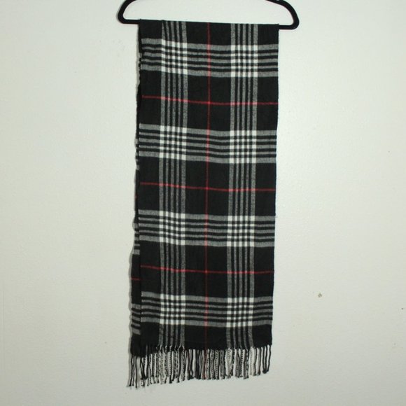Plaid 100% Cashmere Made in Scottland Fringe Scarf - Picture 3 of 4
